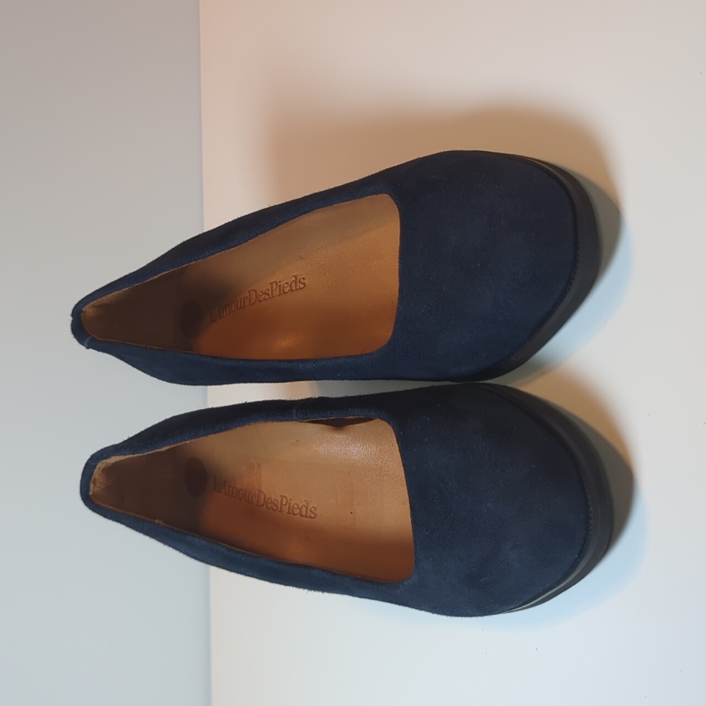 L'Amour DesPieds Jolanda Navy Blue Suede Pumps Size 7 - Picture 2 of 9